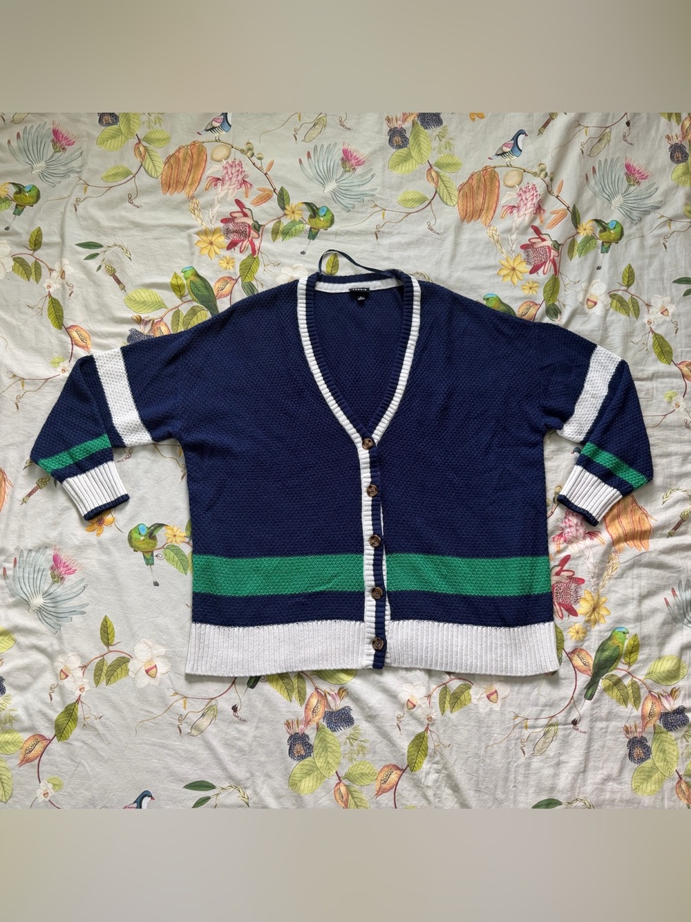 Torrid Drop Shoulder Cardigan Navy Colorblock Stripe Size 2